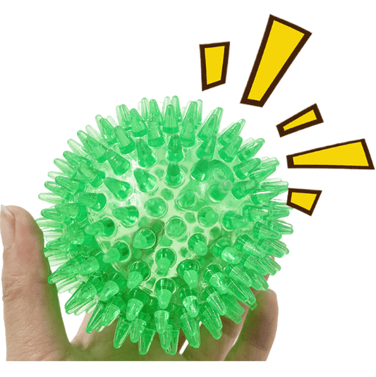 Balle à Picots Sonore pour Chien – Mastication TPR 9 cm | Bleu, Orange, Vert - Furlo
