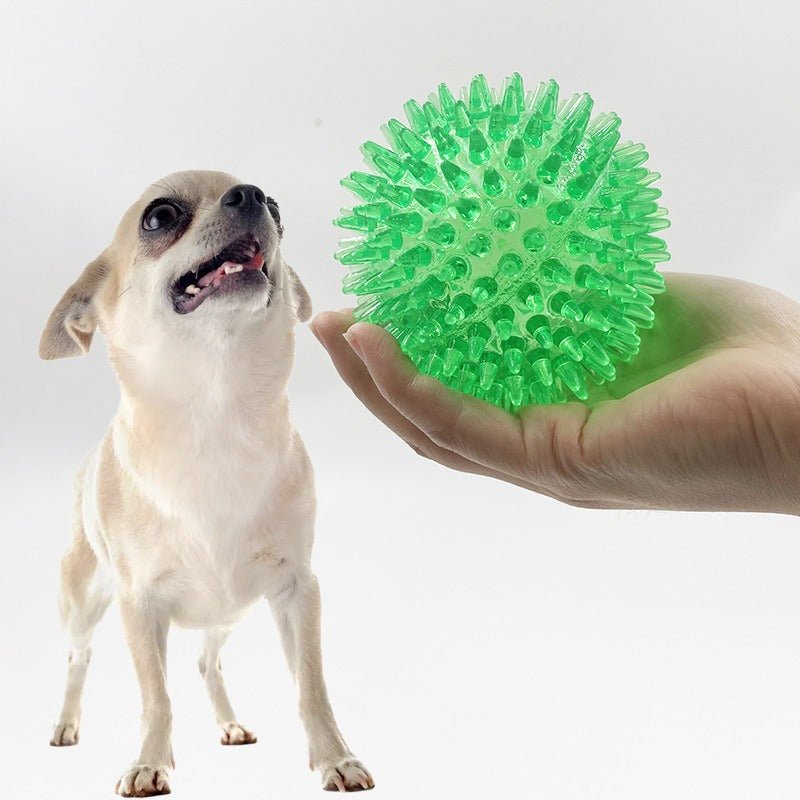 Balle à Picots Sonore pour Chien – Mastication TPR 9 cm | Bleu, Orange, Vert - Furlo
