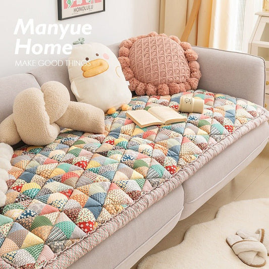 Coussin Canapé Coton Pur Style Vintage – Anti-Dérapant, Résistant aux Griffes, Lavable -