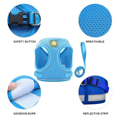 Set Harnais Vest Maille Réfléchissant + Laisse pour Chat et Chiot – XS à XL - Furlo