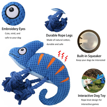 Caméléon en Peluche Sonore pour Chien – Jouet Interactif à Cordes - Furlo