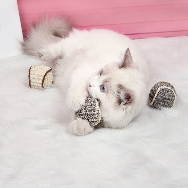 Balle en Sisal pour Chat – Jouet à Rouler, Griffer & S’amuser | 4,5 cm | 3 Coloris - Furlo