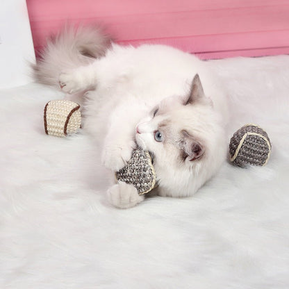 Balle en Sisal pour Chat – Jouet à Rouler, Griffer & S’amuser | 4,5 cm | 3 Coloris - Furlo