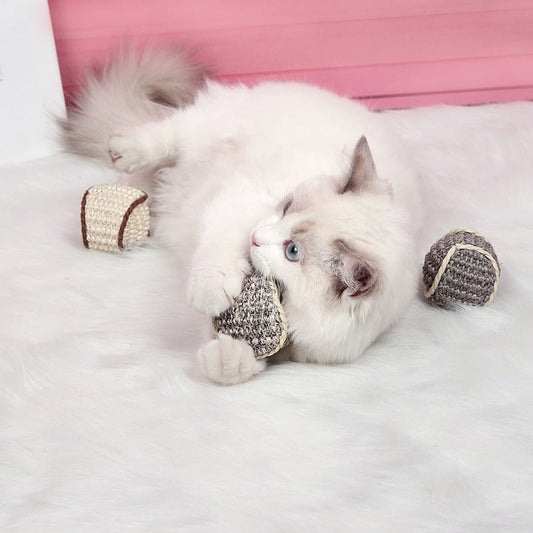 Balle en Sisal pour Chat – Jouet à Rouler, Griffer & S’amuser | 4,5 cm | 3 Coloris - Furlo