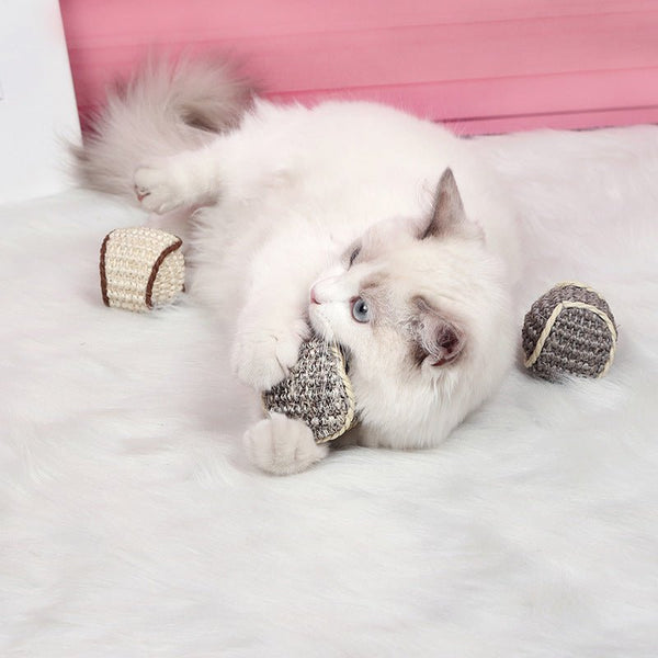 Balle en Sisal pour Chat – Jouet à Rouler, Griffer & S’amuser | 4,5 cm | 3 Coloris - Furlo