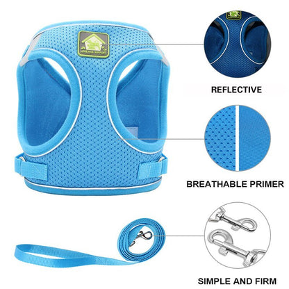 Set Harnais Vest Maille Réfléchissant + Laisse pour Chat et Chiot – XS à XL - Furlo