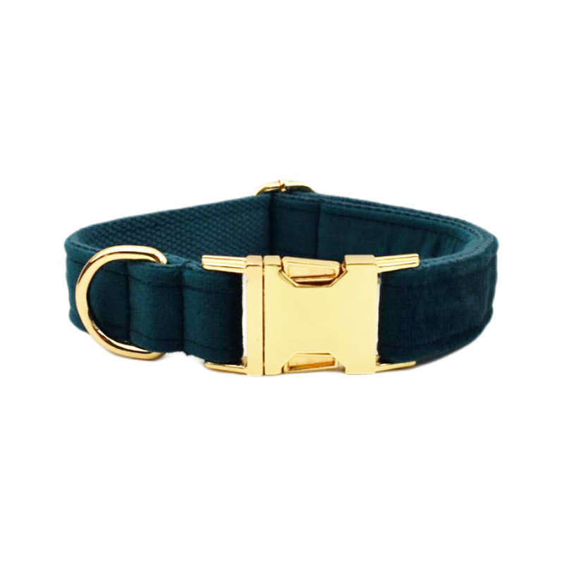 Collier velours pour chien réglable – coloris vert émeraude velours