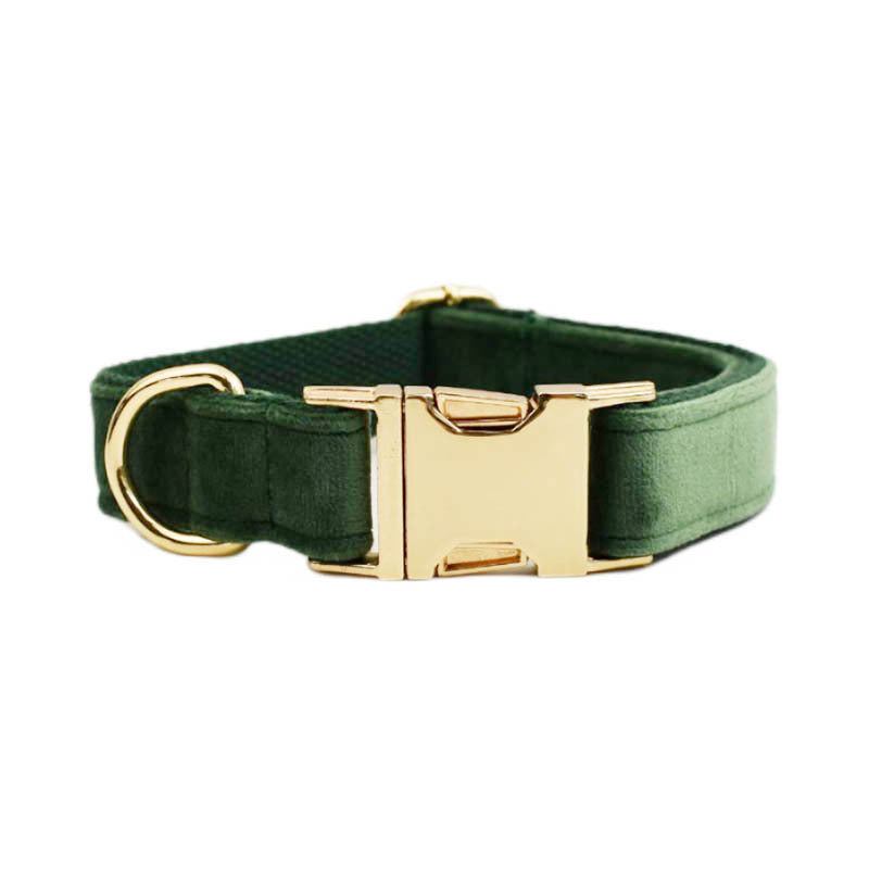 Collier velours pour chien réglable – coloris vert forêt