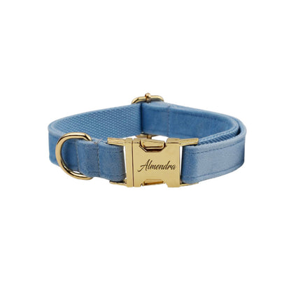 Collier velours pour chien réglable – coloris bleu ciel