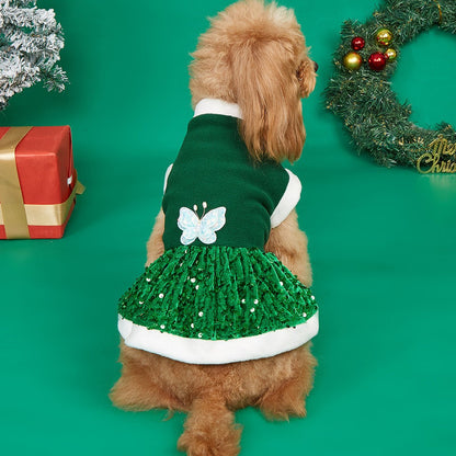 Robe de Noël en Peluche pour Petit Chien et Chat – Tenue Hiver Festive - Furlo