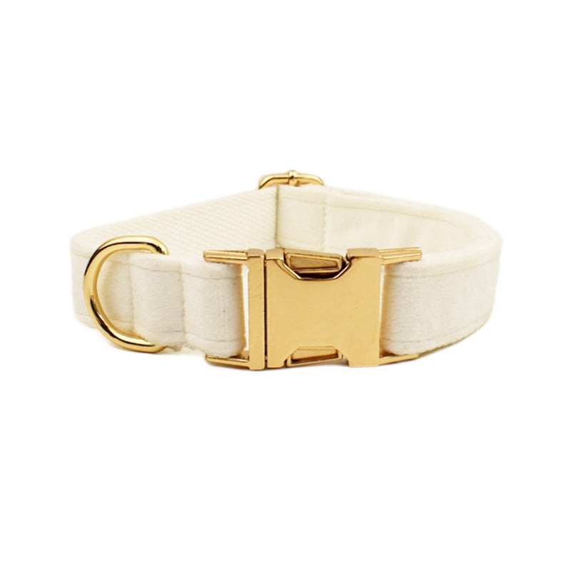 Collier velours pour chien réglable – coloris blanc lait