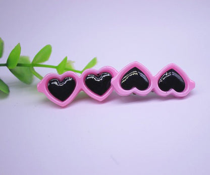 Lot de 2 barrettes nœuds pour chien et chat – Lunettes cœur en résine | 10 coloris - Furlo