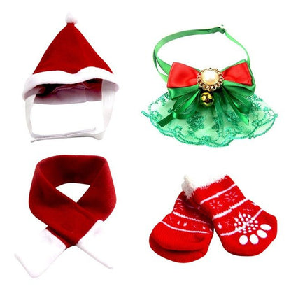 Ensemble bonnet + écharpe de Noël pour chien et chat – Coton doux | S, M, L - Furlo