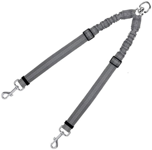 Laisse Double Élastique pour 2 Chiens – Nylon Résistant | 4 Coloris - Furlo
