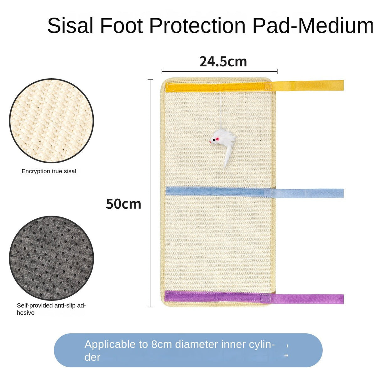 Artistic Jute Cat Scratcher Wall-Mounted Vertical Cat Scratch Pad Non-Shedding Cat Toy - Furlo66A854C0D9F14F848058E806EA48EA98