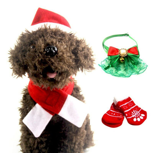 Ensemble bonnet + écharpe de Noël pour chien et chat – Coton doux | S, M, L - Furlo