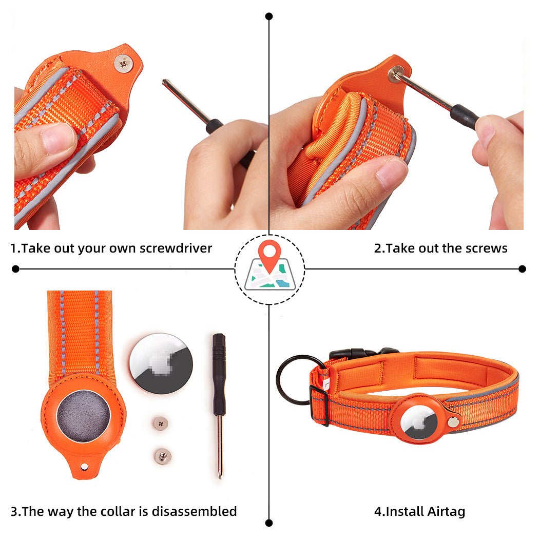 Collier Porte-Localisateur GPS pour Chien Compatible Apple AirTag – Anti-Perte Réglable - Furlo7611442ACB924BD684C835D98B34AD51