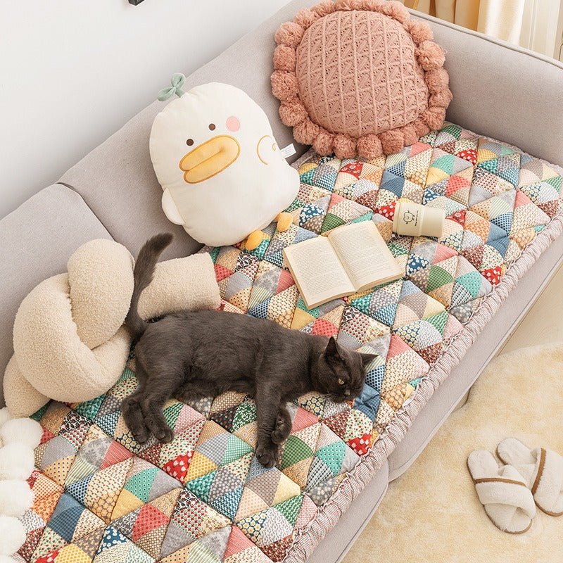 Coussin Canapé Coton Pur Style Vintage – Anti-Dérapant, Résistant aux Griffes, Lavable -