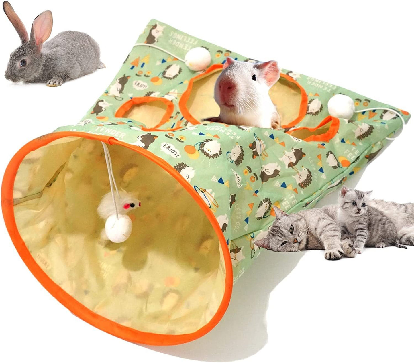 Tunnel Sac de Jeu pour Chat – 3 Couches avec Papier Froissant & Trous d’Exploration - Furlo