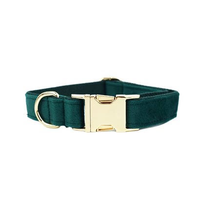 Collier velours pour chien réglable – coloris vert sapin