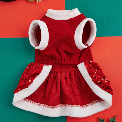 Robe de Noël en Peluche pour Petit Chien et Chat – Tenue Hiver Festive - Furlo