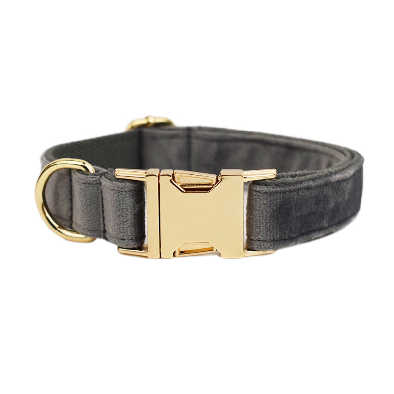 Collier velours pour chien réglable – coloris gris foncé