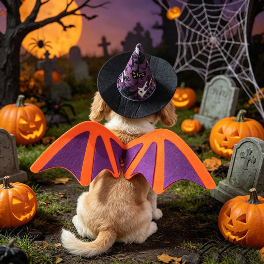 Costume Halloween ailes de chauve-souris pour chien et chat – Set chapeau & nœud papillon - FurloB4DD79AC30234297BC3E0F7DC4D53A08