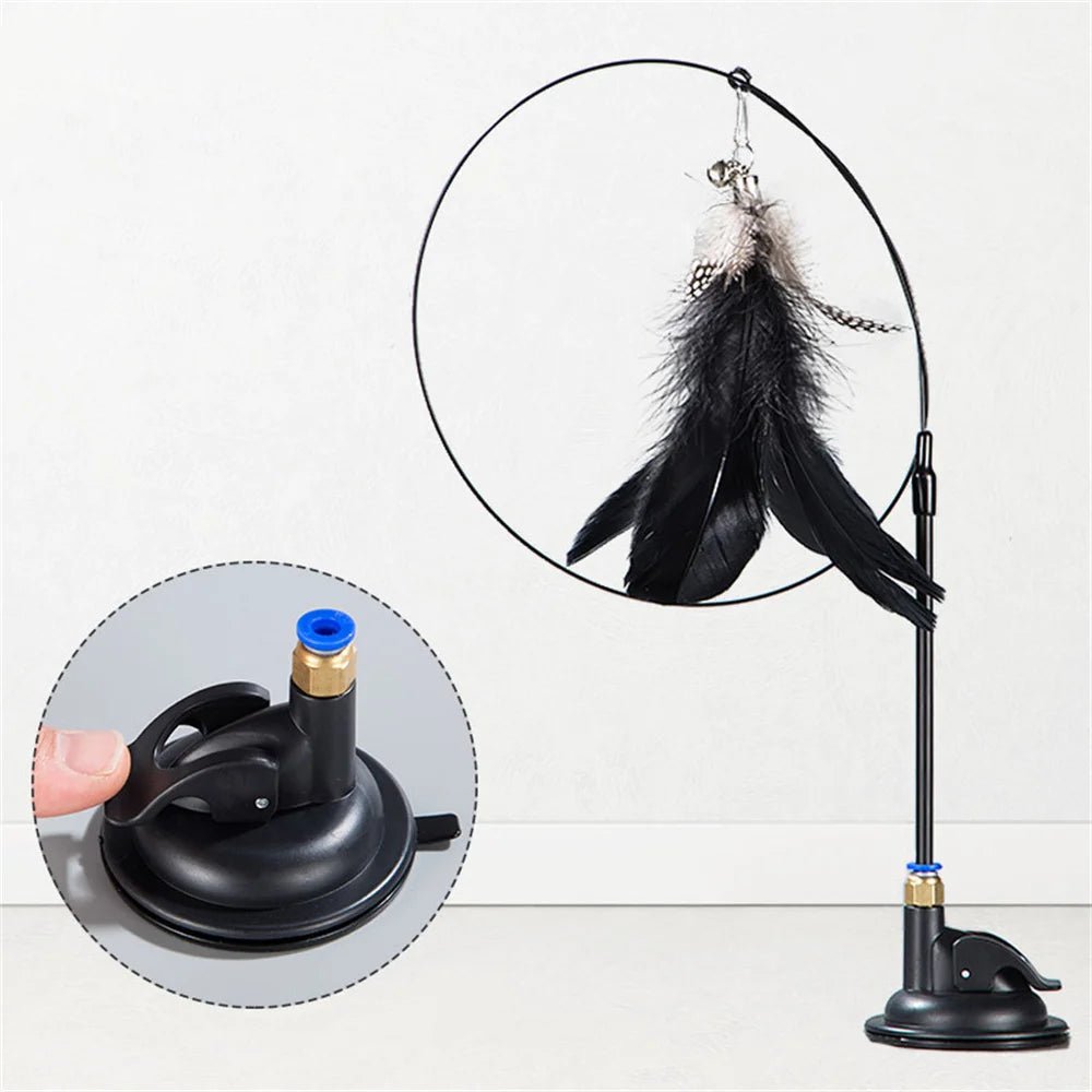 Baguette Plumes avec Ventouse pour Chat – Jouet Interactif 2-en-1 | Fil Acier Flexible - Furlo
