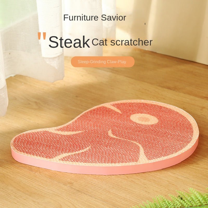 Creative New Design Steak Corrugated Cat Scratcher, Cat Claw Sharpening Rest Toy, Anti-Scratch Wall-Mounted Standing Cat Toy - Furlo9AB677E3717F4F8DA7C36532B9B50556