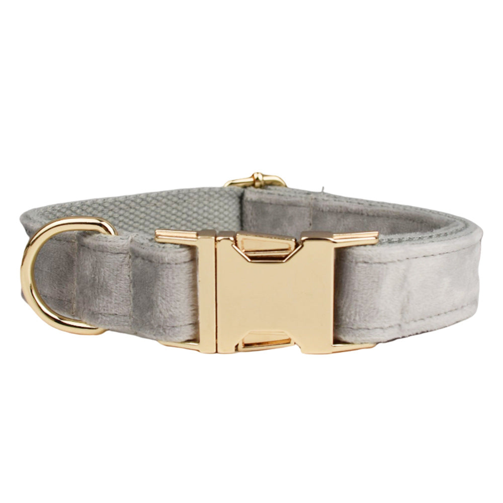 Collier velours pour chien réglable – coloris gris argenté