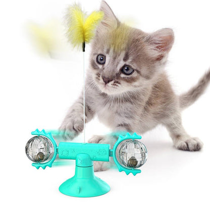 Jouet Moulin à Vent Ventouse pour Chat – Set Taquin avec Recharges | Caoutchouc 147×56 mm - Furlo