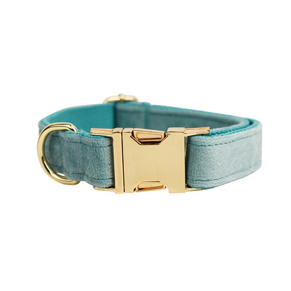 Collier velours pour chien réglable – coloris vert d'eau