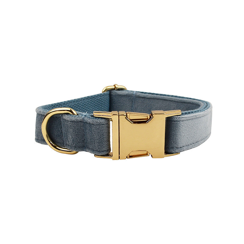Collier velours pour chien réglable – coloris bleu nordique