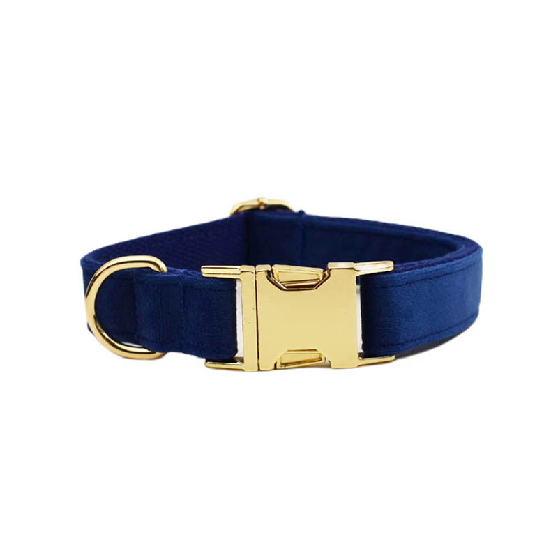 Collier velours pour chien réglable – coloris bleu marine velours