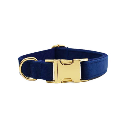 Collier velours pour chien réglable – coloris bleu marine velours