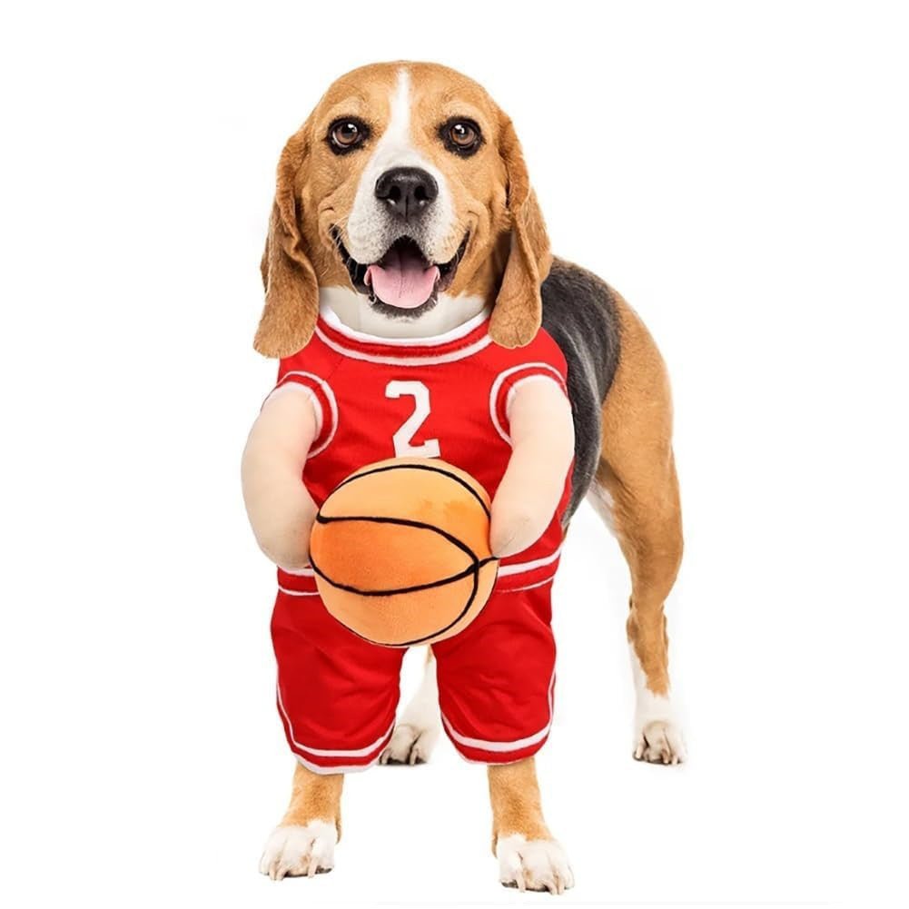 Maillot de Basketball pour Chien avec Balle – Rouge & Jaune S M L - Furlo