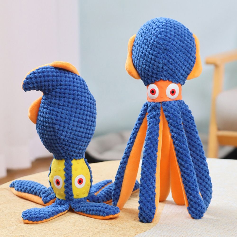 Pieuvre & Calmar en Peluche Sonore pour Chien – Jouet Mordant Interactif - Furlo