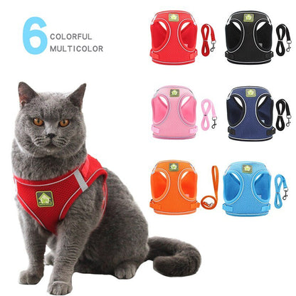 Set Harnais Vest Maille Réfléchissant + Laisse pour Chat et Chiot – XS à XL - Furlo