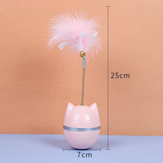 Jouet Œuf Culbuto Plumes Sonore pour Chat – Ressort & Plumes PP | 25 cm - Furlo
