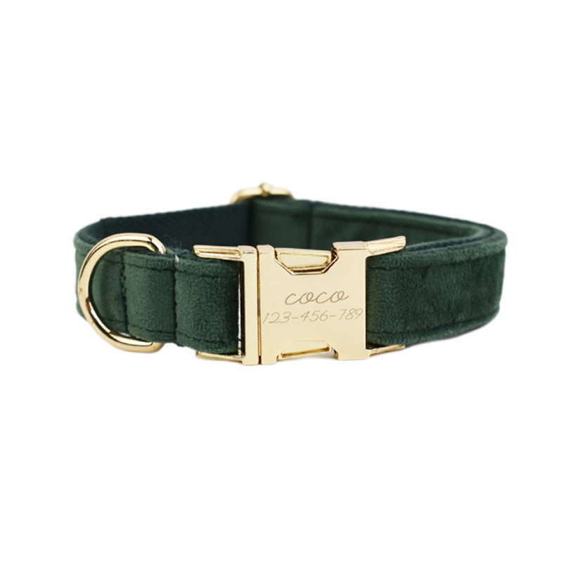 Collier velours pour chien réglable – coloris vert velours