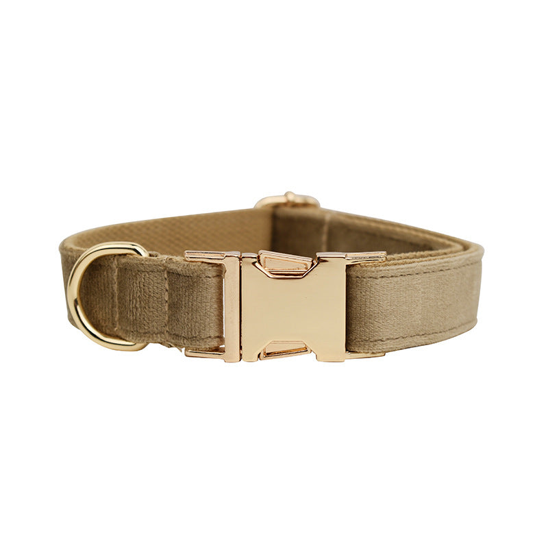 Collier velours pour chien réglable – coloris kaki clair