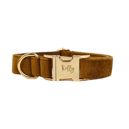 Collier velours pour chien réglable – coloris café clair