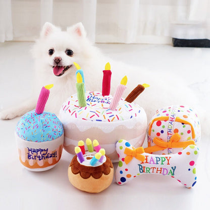 Jouet Peluche Gâteau d'Anniversaire pour Chien et Chat – Sonore - Furlo