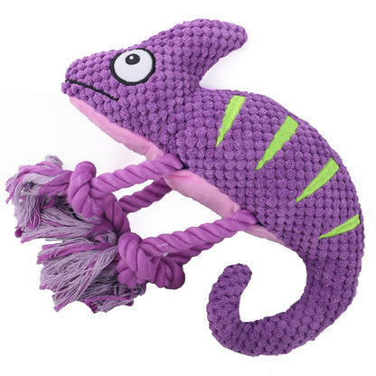Caméléon en Peluche Sonore pour Chien – Jouet Interactif à Cordes - Furlo