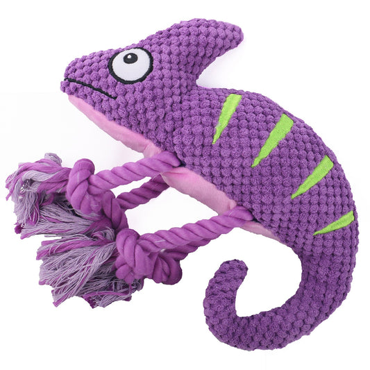 Caméléon en Peluche Sonore pour Chien – Jouet Interactif à Cordes - Furlo