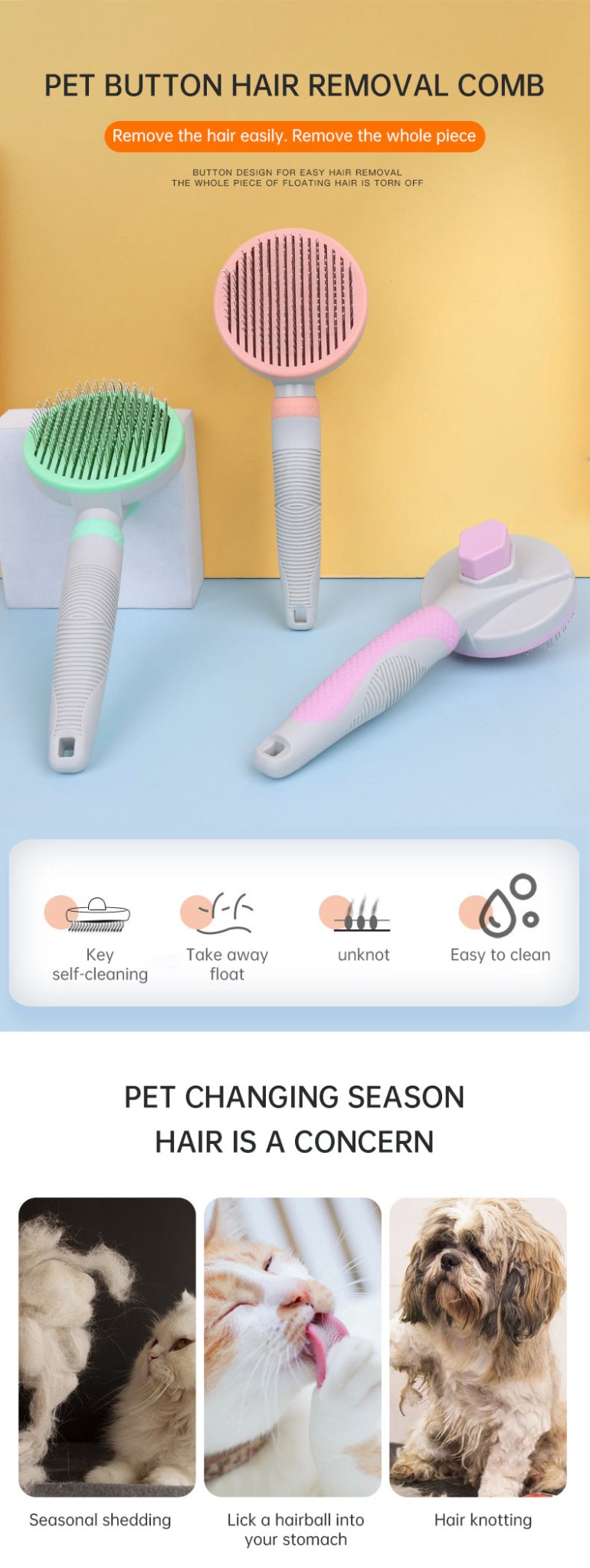 Brosse de Toilettage Auto-Nettoyante pour Chien et Chat – Élimine les Poils - Furlo