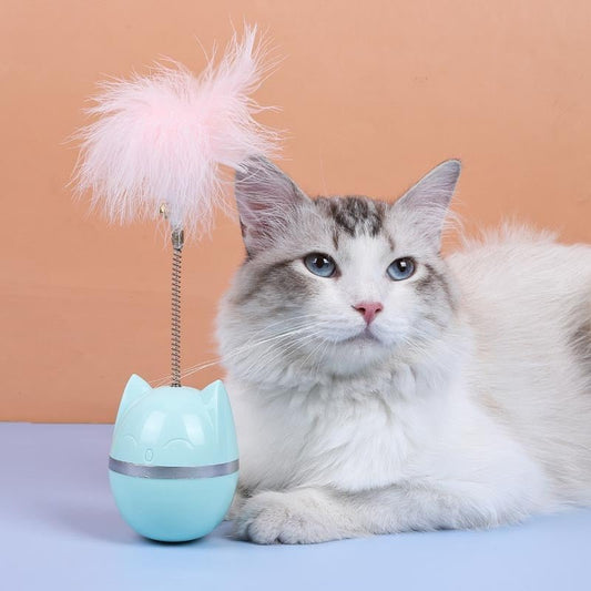 Jouet Œuf Culbuto Plumes Sonore pour Chat – Ressort & Plumes PP | 25 cm - Furlo
