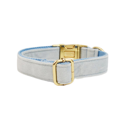 Collier velours pour chien réglable – coloris bleu clair