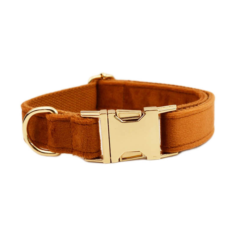 Collier velours pour chien réglable – coloris terre cuite