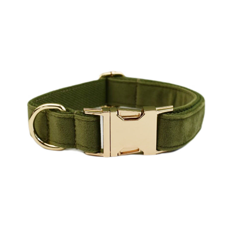 Collier velours pour chien réglable – coloris vert militaire